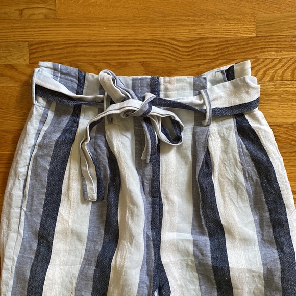 J.Crew Point Sur Linen Striped Paperbag Waist Pants - Picture 4 of 9